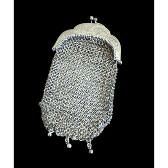 Antique 800 Silver Mesh Chain Small Purse J. Gomolka - Picture 1 of 8